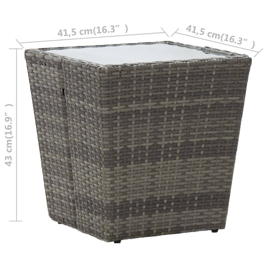 Theetafel 41,5x41,5x43 cm poly rattan en gehard glas grijs MeubelReus