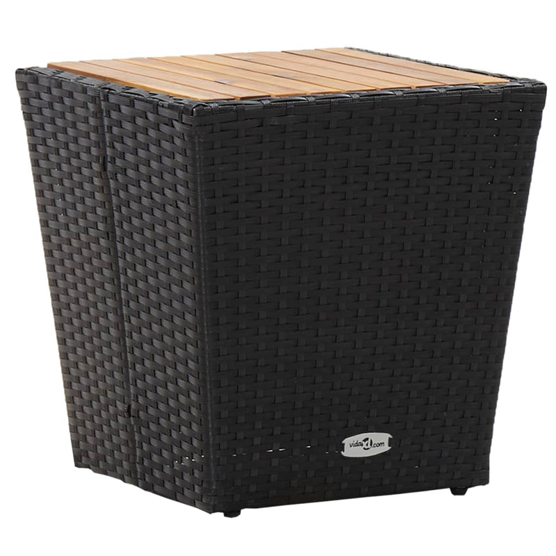 Theetafel 41,5x41,5x43 cm poly rattan massief acaciahout zwart MeubelReus