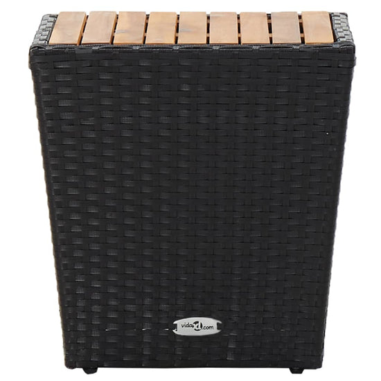 Theetafel 41,5x41,5x43 cm poly rattan massief acaciahout zwart MeubelReus