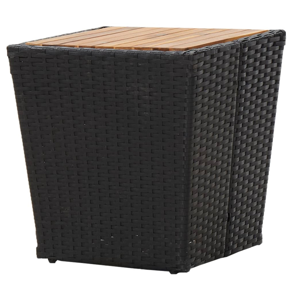 Theetafel 41,5x41,5x43 cm poly rattan massief acaciahout zwart MeubelReus