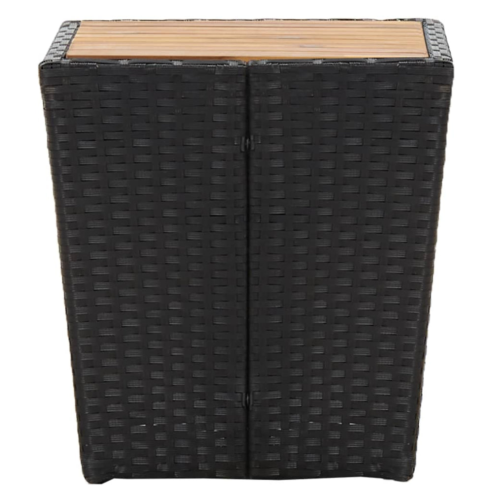 Theetafel 41,5x41,5x43 cm poly rattan massief acaciahout zwart MeubelReus