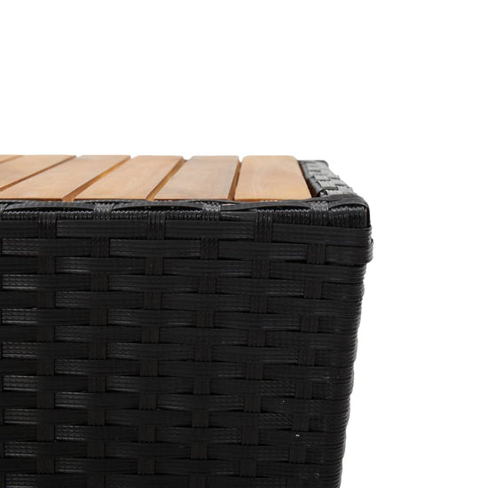 Theetafel 41,5x41,5x43 cm poly rattan massief acaciahout zwart MeubelReus