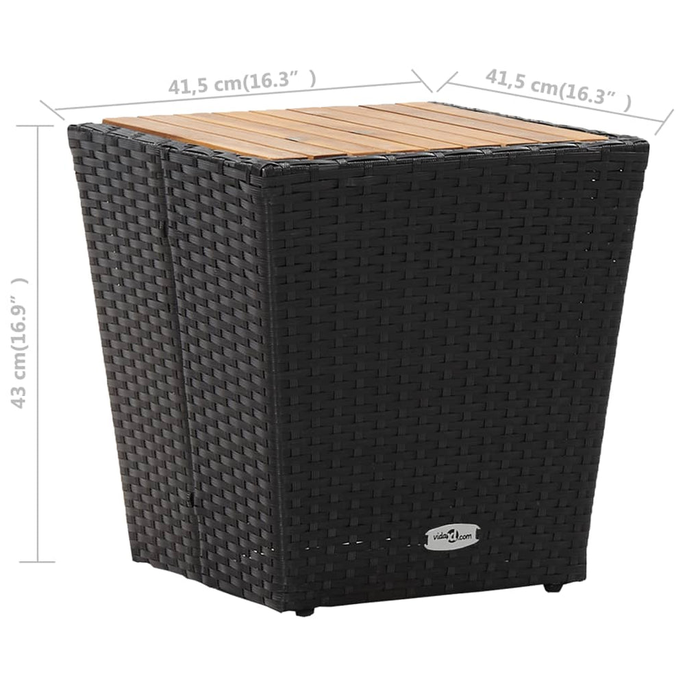 Theetafel 41,5x41,5x43 cm poly rattan massief acaciahout zwart MeubelReus