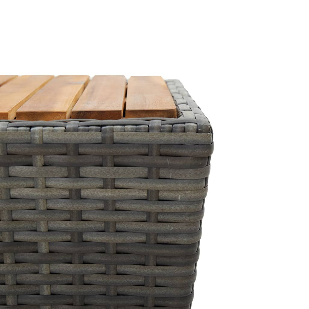 Theetafel 41,5x41,5x43 cm poly rattan massief acaciahout grijs MeubelReus