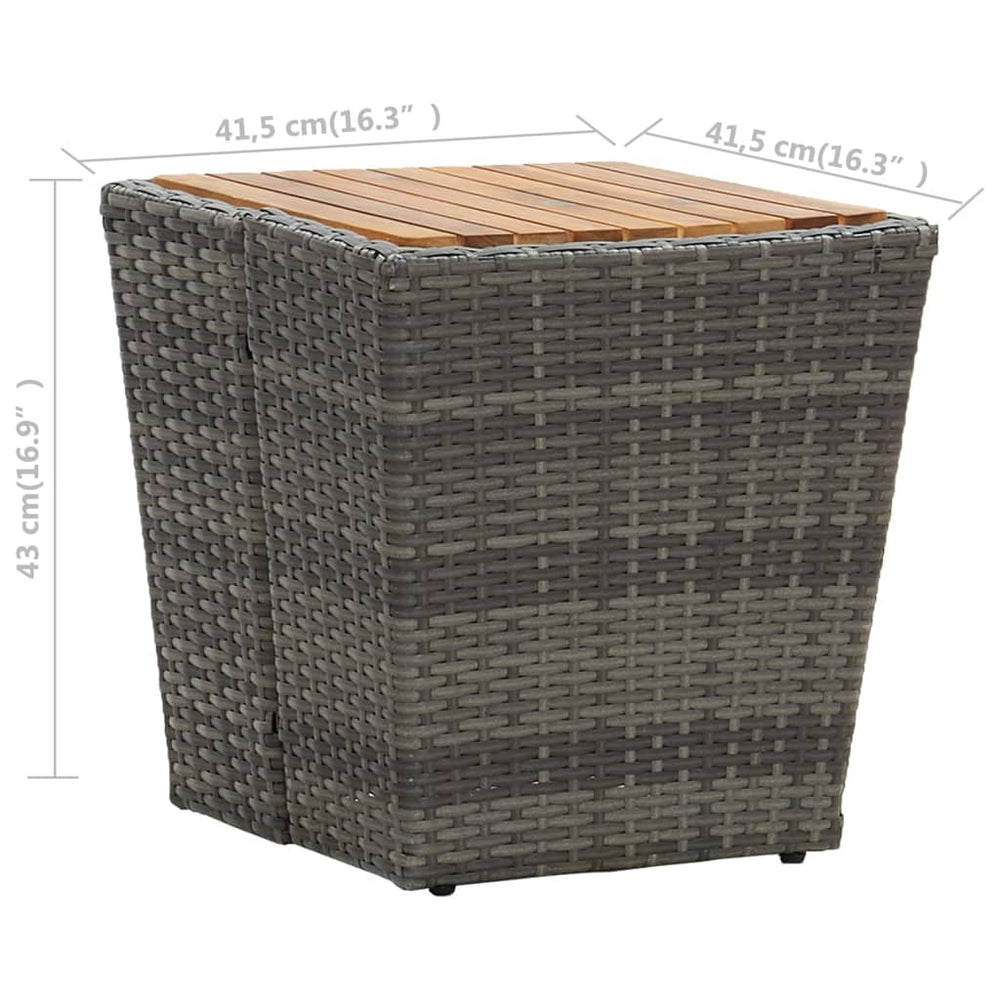 Theetafel 41,5x41,5x43 cm poly rattan massief acaciahout grijs MeubelReus