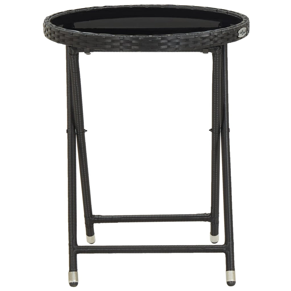 Theetafel 60 cm poly rattan en gehard glas zwart MeubelReus