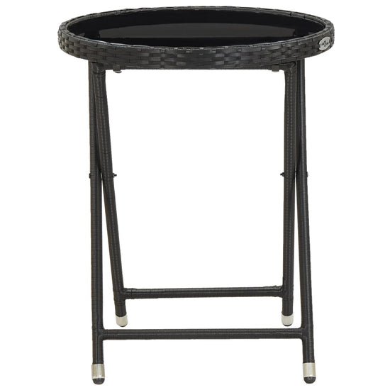 Theetafel 60 cm poly rattan en gehard glas zwart MeubelReus