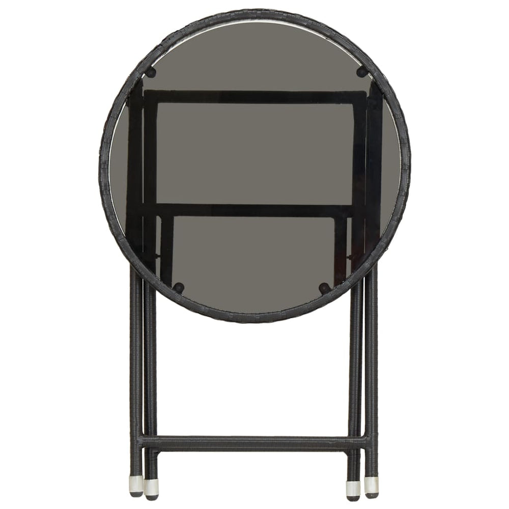 Theetafel 60 cm poly rattan en gehard glas zwart MeubelReus