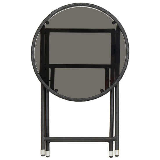 Theetafel 60 cm poly rattan en gehard glas zwart MeubelReus
