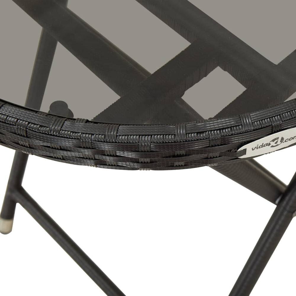 Theetafel 60 cm poly rattan en gehard glas zwart MeubelReus