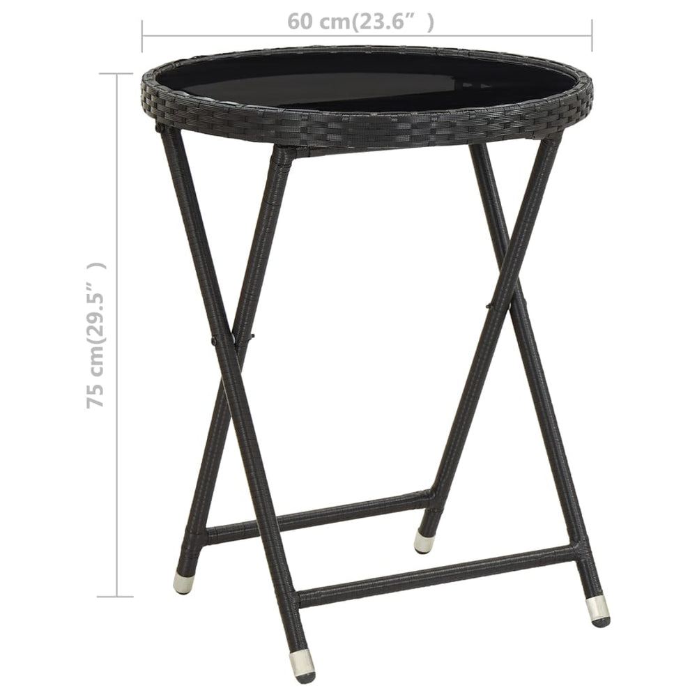 Theetafel 60 cm poly rattan en gehard glas zwart MeubelReus