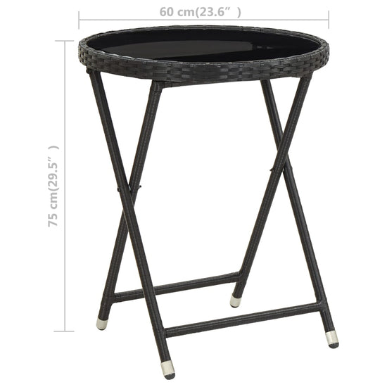 Theetafel 60 cm poly rattan en gehard glas zwart MeubelReus