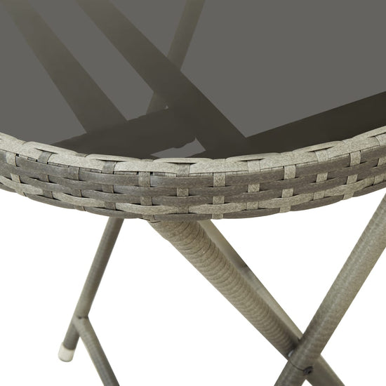 Theetafel 60 cm poly rattan en gehard glas grijs MeubelReus