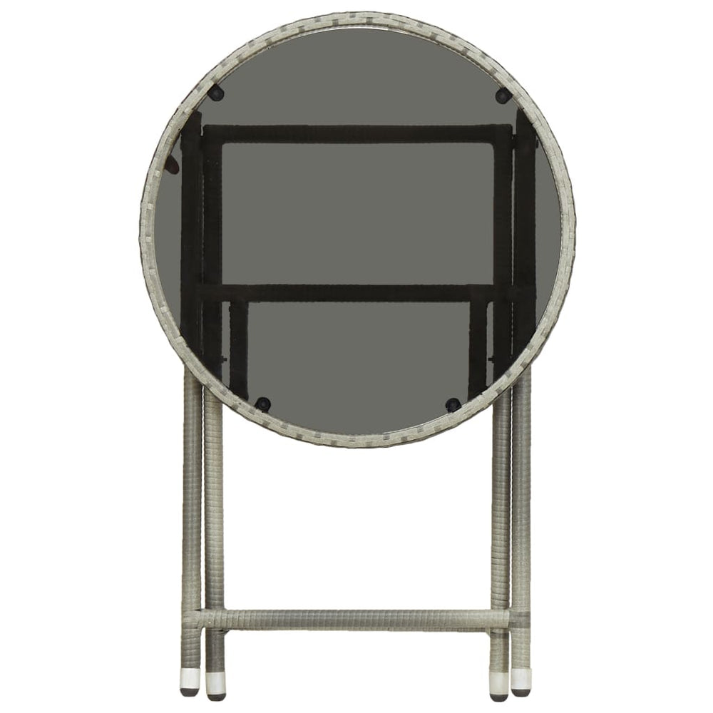 Theetafel 60 cm poly rattan en gehard glas grijs MeubelReus