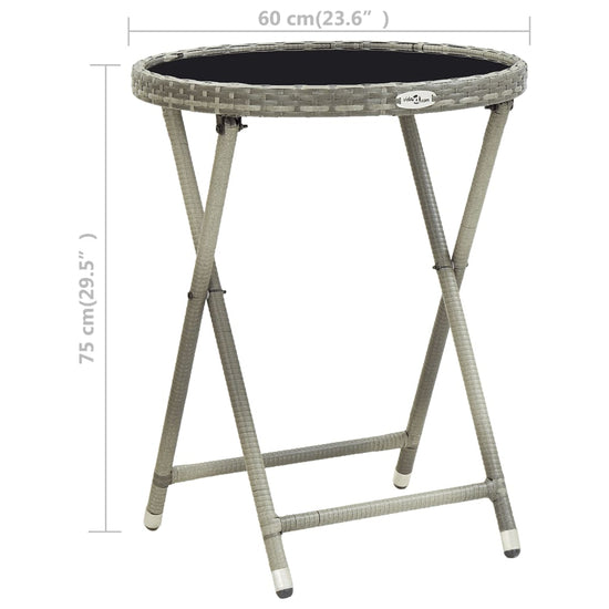 Theetafel 60 cm poly rattan en gehard glas grijs MeubelReus