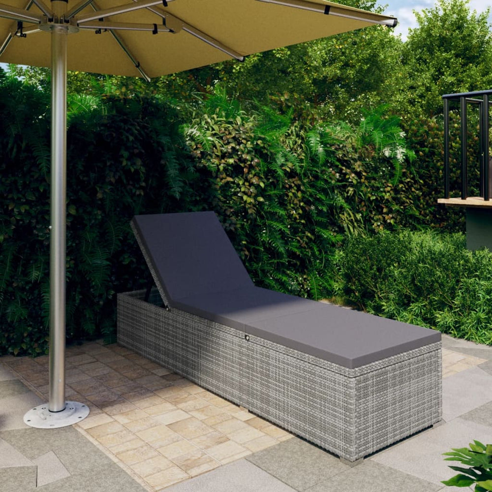 Ligbed met kussen poly rattan grijs MeubelReus