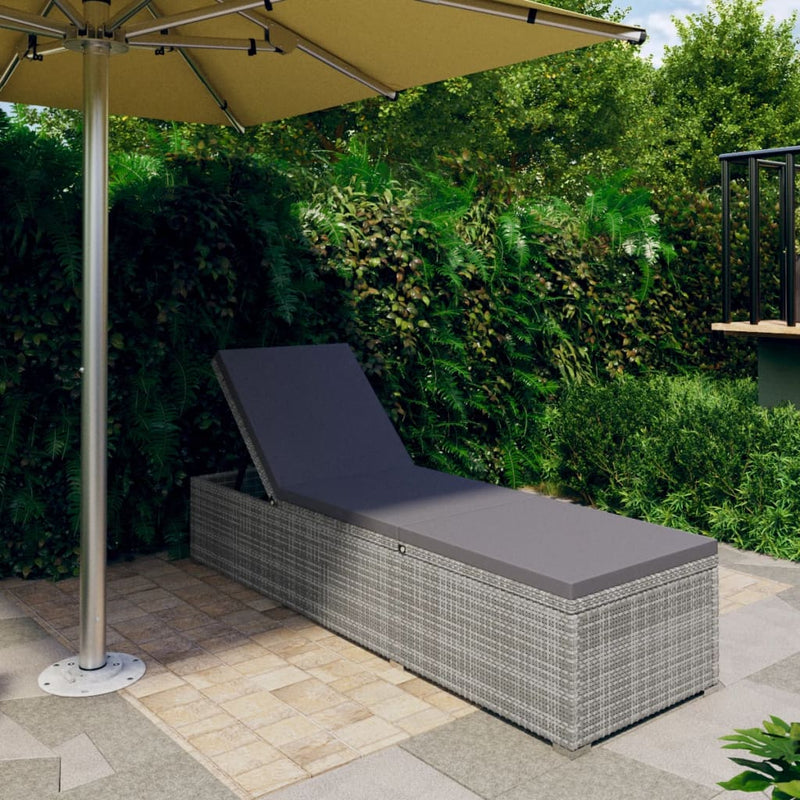 Ligbed met kussen poly rattan grijs MeubelReus