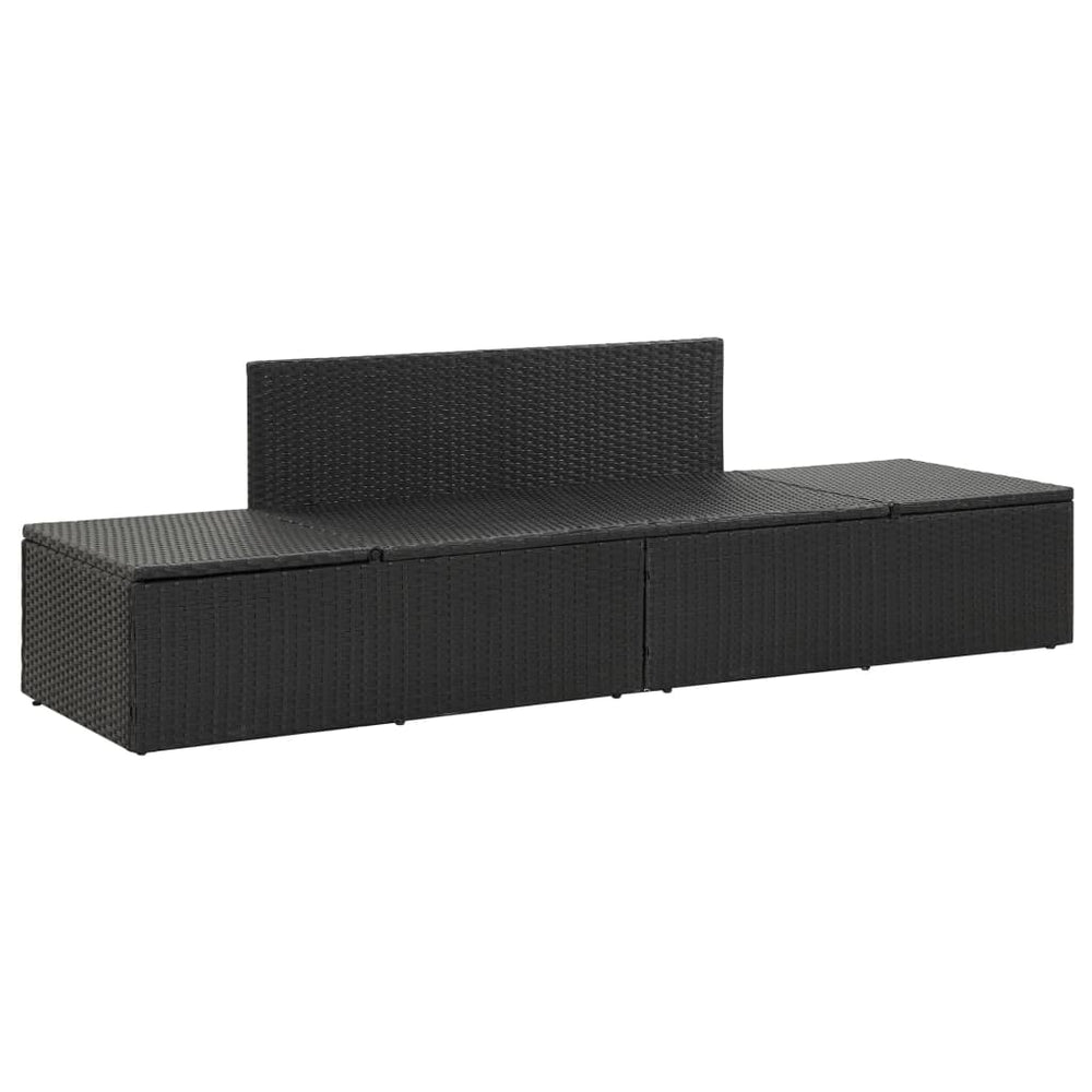 Ligbed met kussens poly rattan zwart MeubelReus