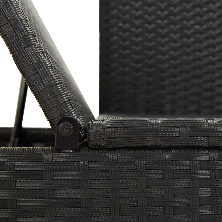 Ligbed met kussens poly rattan zwart MeubelReus
