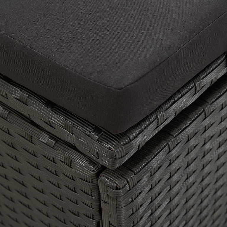Ligbed met kussens poly rattan zwart MeubelReus