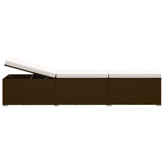 Ligbed met kussen en theetafel poly rattan bruin MeubelReus