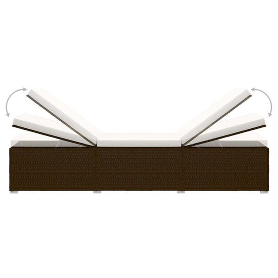 Ligbed met kussen en theetafel poly rattan bruin MeubelReus