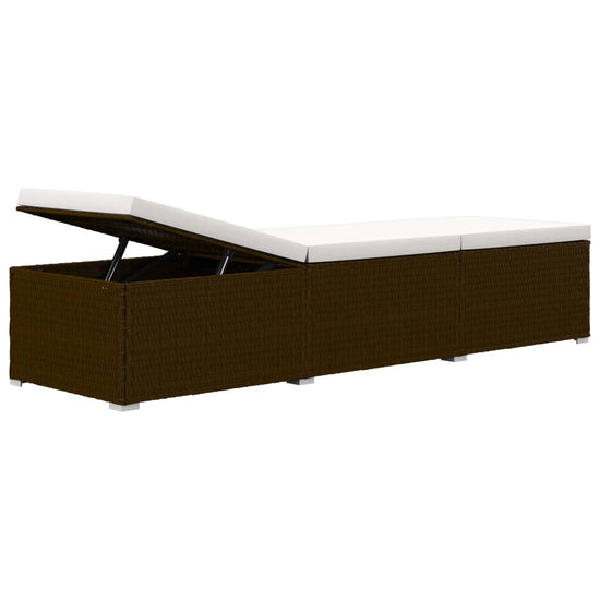 Ligbed met kussen en theetafel poly rattan bruin MeubelReus