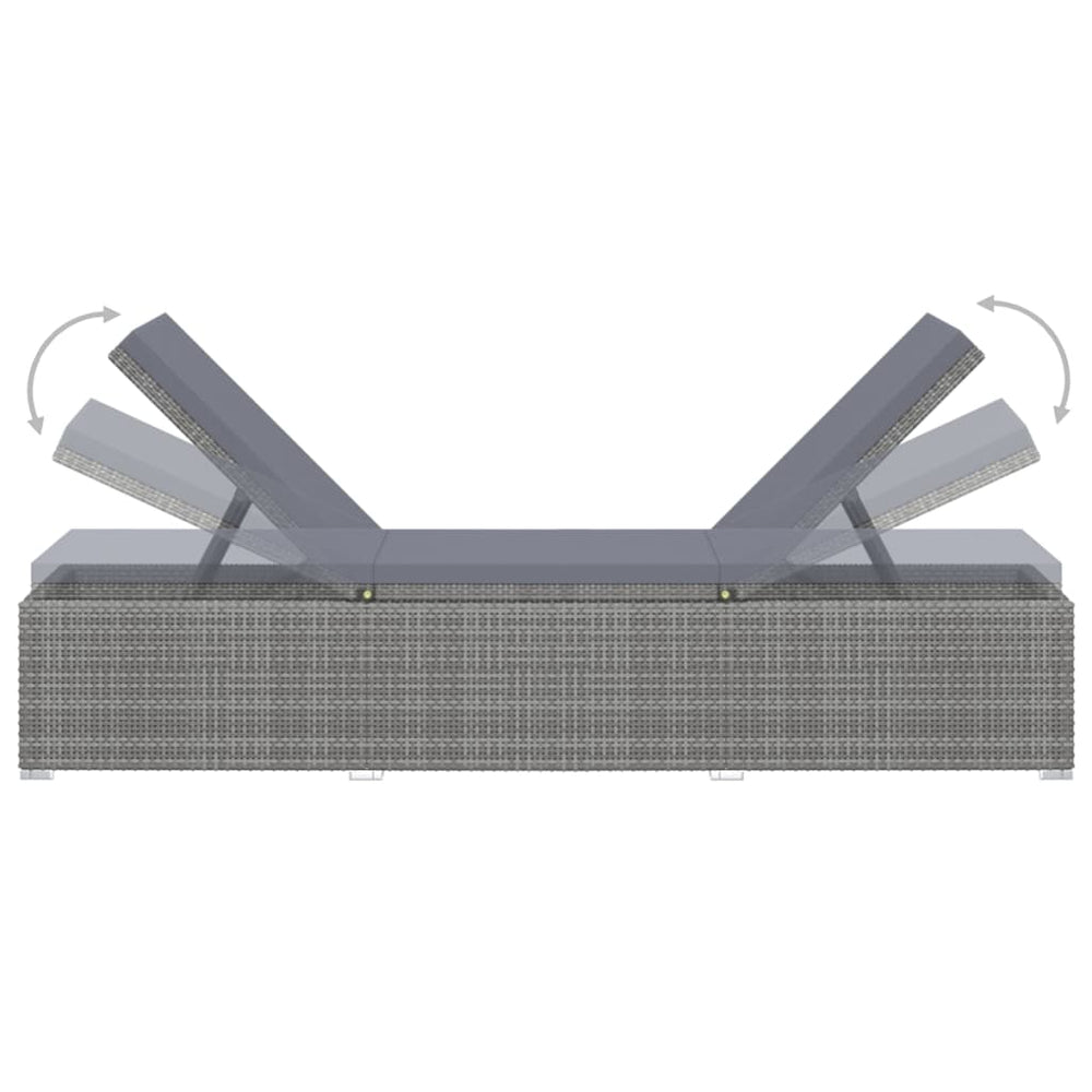 Ligbed met kussen en theetafel poly rattan grijs MeubelReus