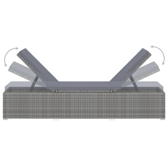 Ligbed met kussen en theetafel poly rattan grijs MeubelReus