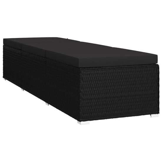 Ligbed met kussen en theetafel poly rattan zwart MeubelReus