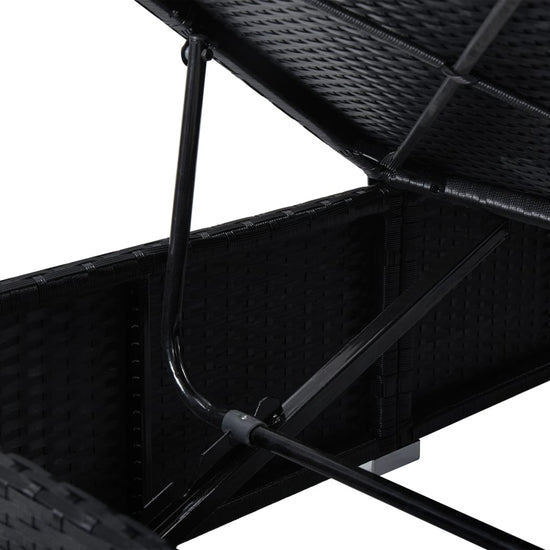Ligbed met kussen en theetafel poly rattan zwart MeubelReus