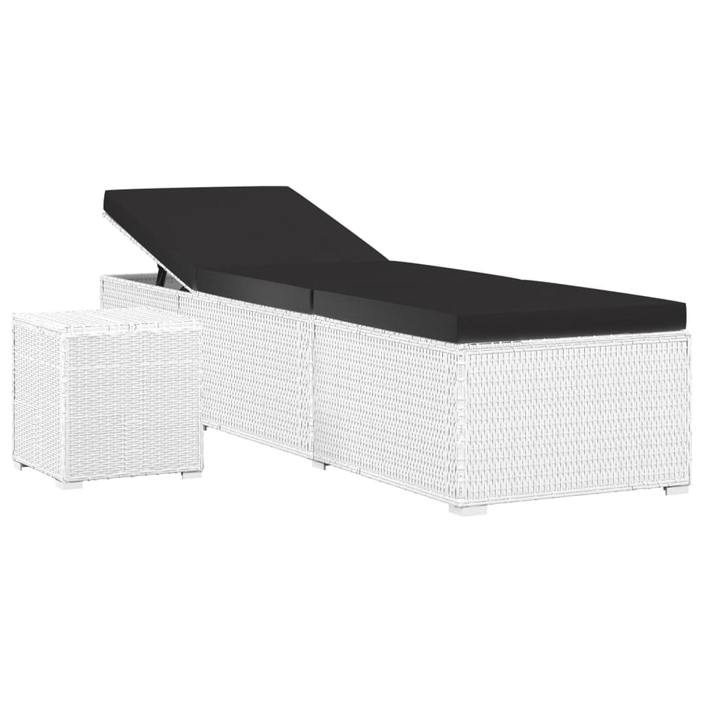 Ligbed met kussen en theetafel poly rattan wit MeubelReus