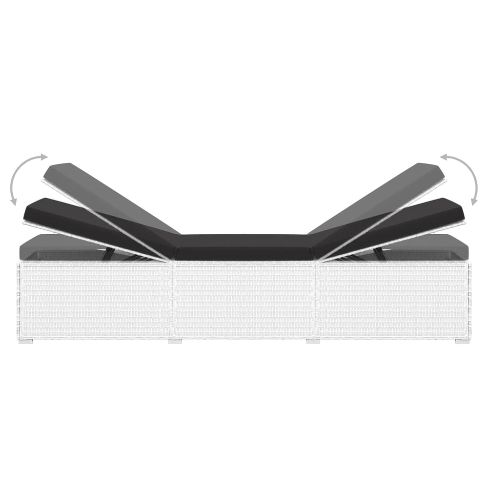 Ligbed met kussen en theetafel poly rattan wit MeubelReus