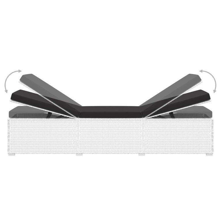 Ligbed met kussen en theetafel poly rattan wit MeubelReus