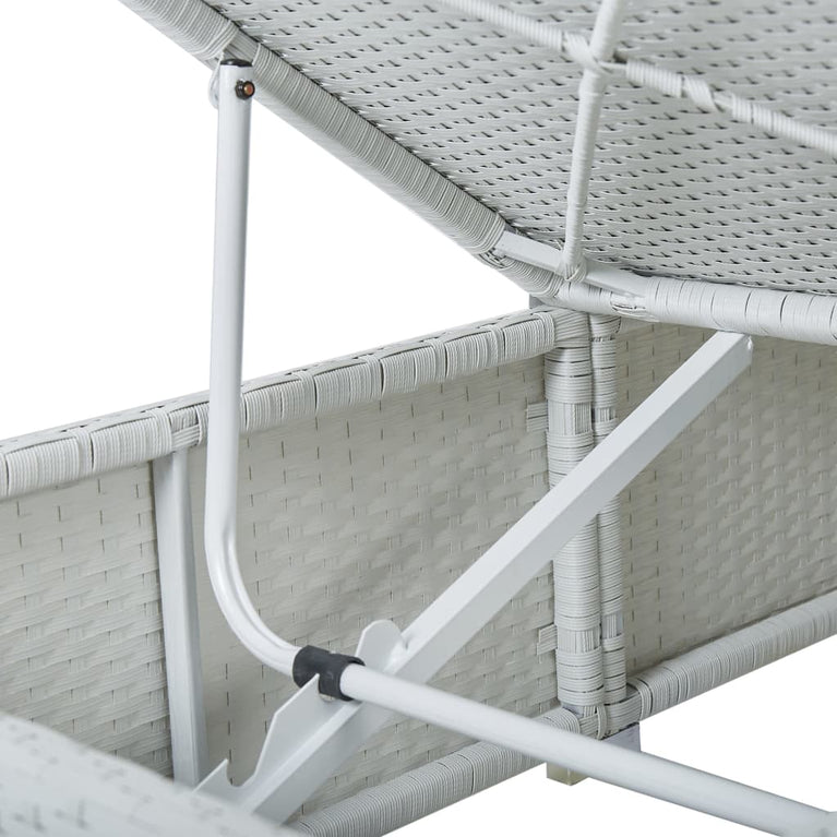 Ligbed met kussen en theetafel poly rattan wit MeubelReus