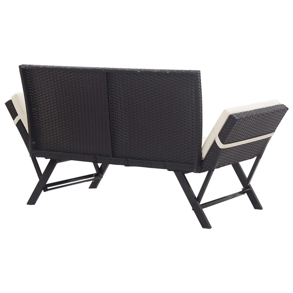 Tuinbank met kussens 176 cm poly rattan zwart MeubelReus