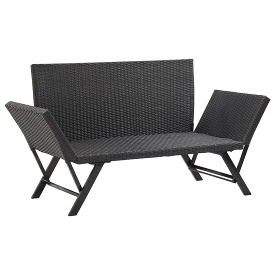 Tuinbank met kussens 176 cm poly rattan zwart MeubelReus