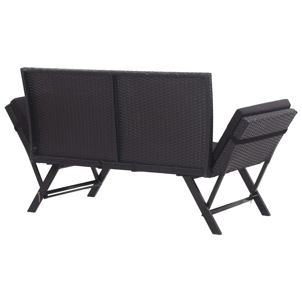 Tuinbank met kussens 176 cm poly rattan zwart MeubelReus