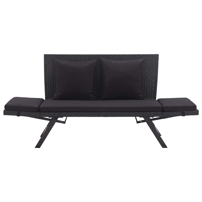 Tuinbank met kussens 176 cm poly rattan zwart MeubelReus