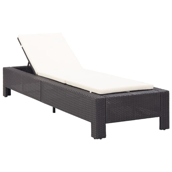 Ligbed met kussen poly rattan zwart MeubelReus
