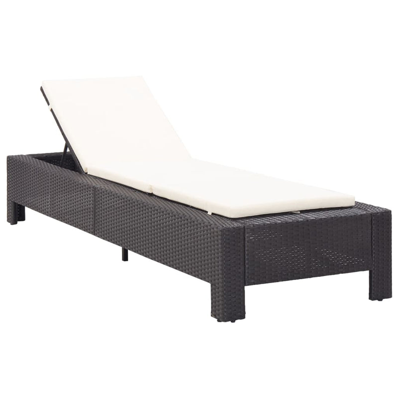 Ligbed met kussen poly rattan zwart MeubelReus