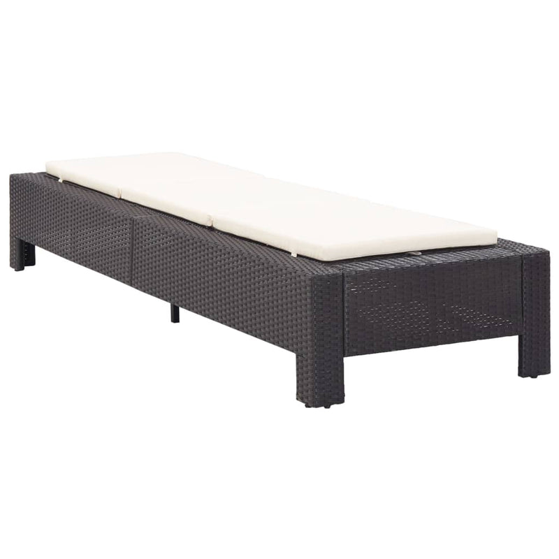 Ligbed met kussen poly rattan zwart MeubelReus