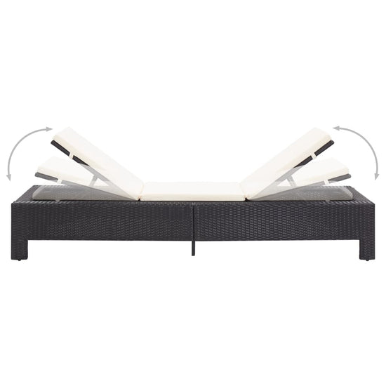 Ligbed met kussen poly rattan zwart MeubelReus