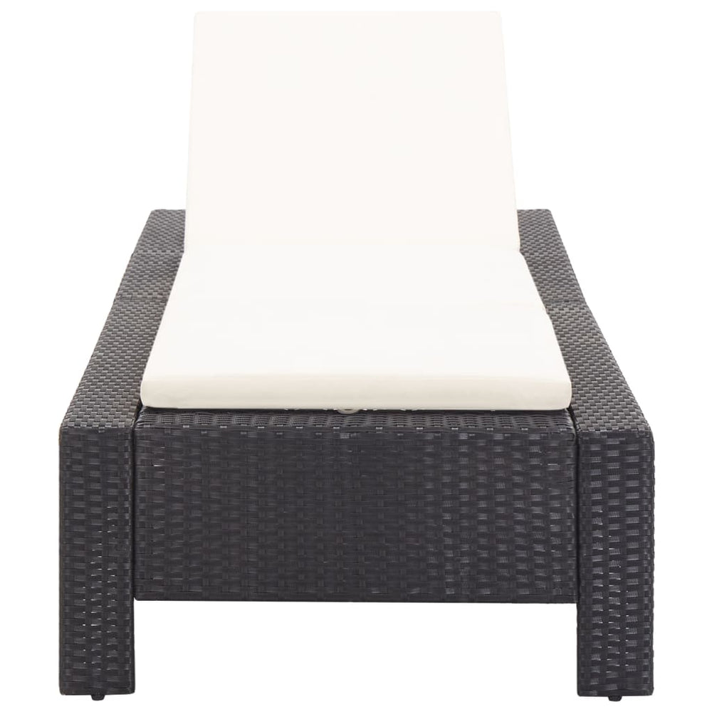 Ligbed met kussen poly rattan zwart MeubelReus