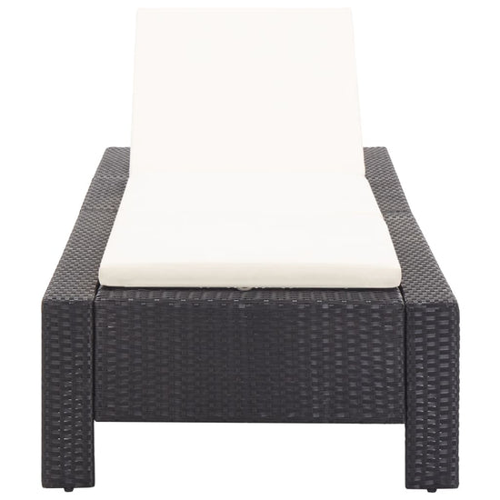 Ligbed met kussen poly rattan zwart MeubelReus