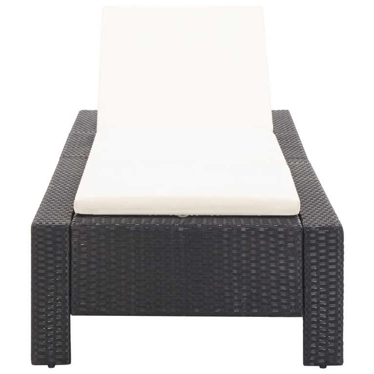 Ligbed met kussen poly rattan zwart MeubelReus