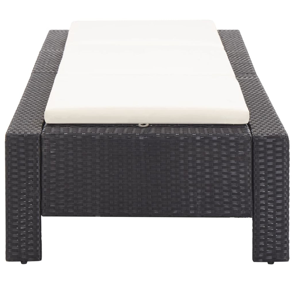 Ligbed met kussen poly rattan zwart MeubelReus