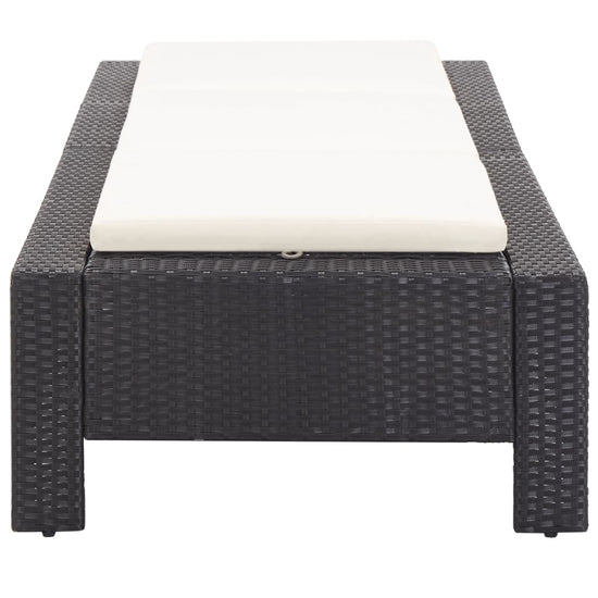 Ligbed met kussen poly rattan zwart MeubelReus