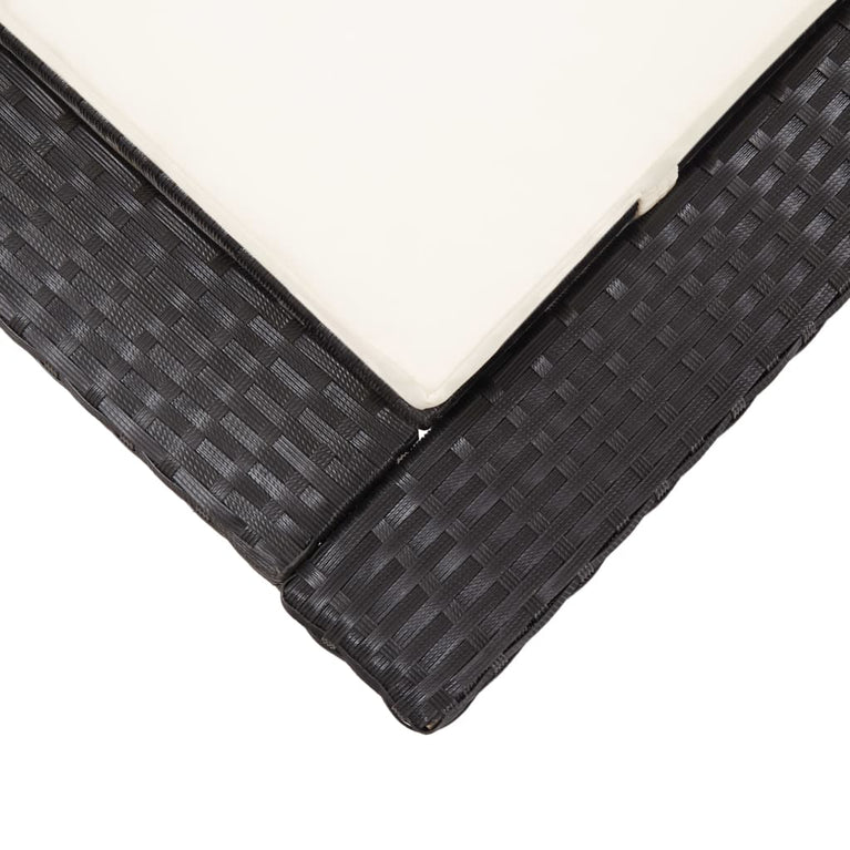 Ligbed met kussen poly rattan zwart MeubelReus
