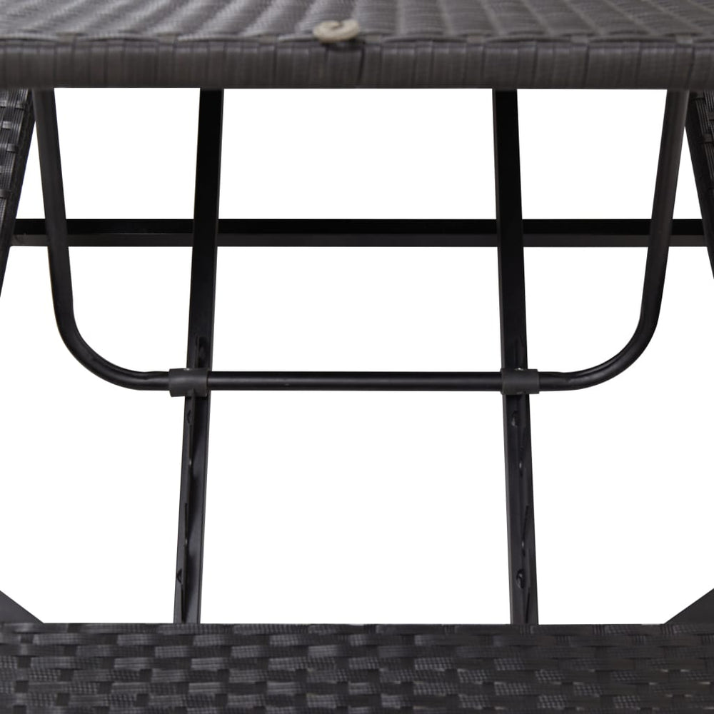 Ligbed met kussen poly rattan zwart MeubelReus
